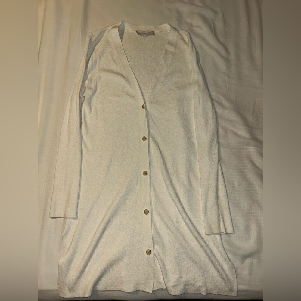 LOFT White Longline Cardigan